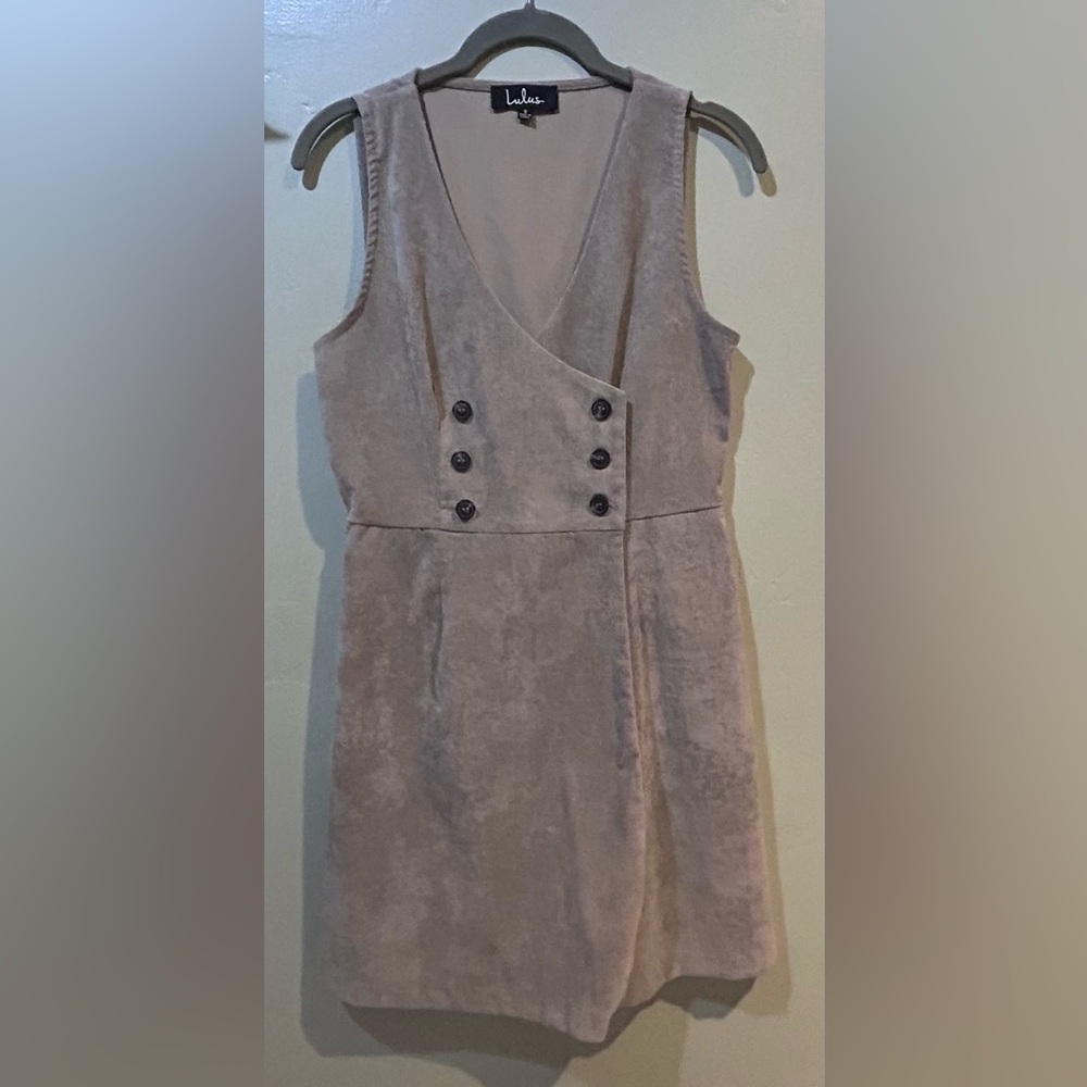 Benton Light Grey Corduroy Button-Up Sleeveless Dress Women’s Size Small